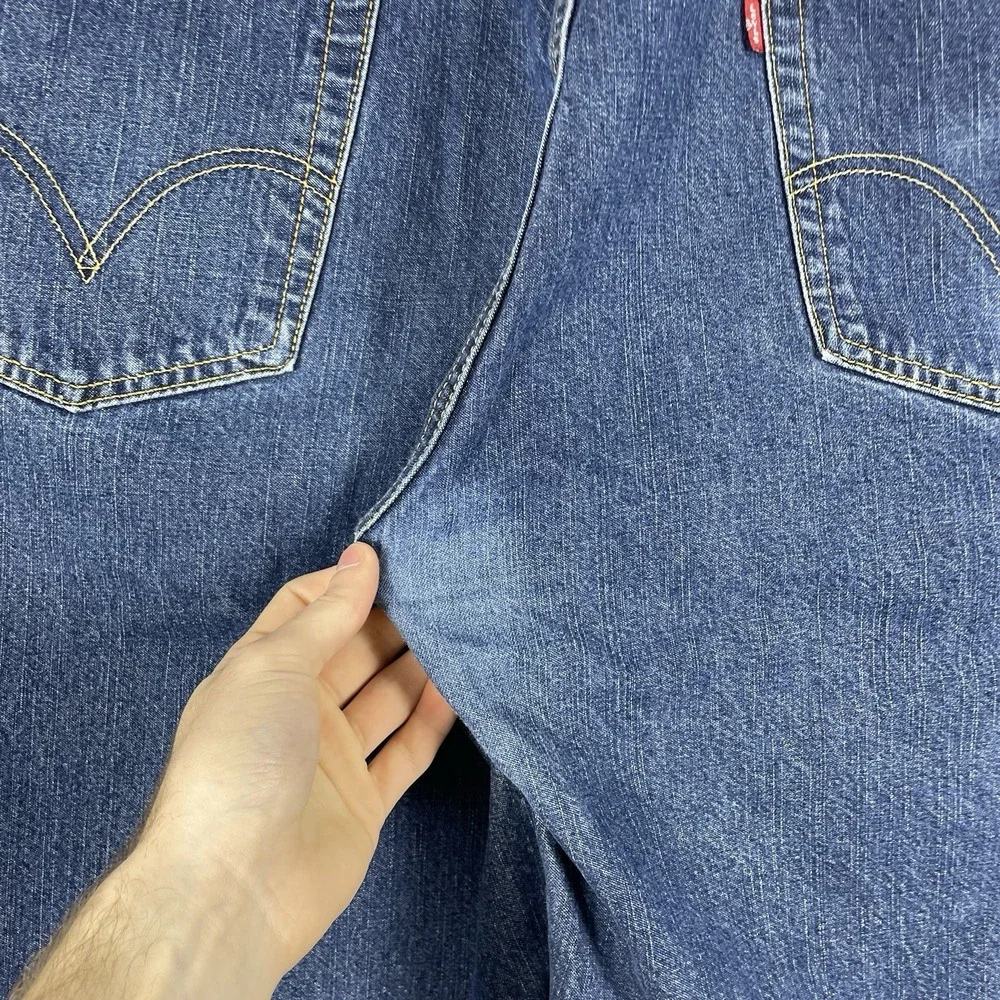 Vtg Y2K Levis 569 Denim Jean Shorts Mens 38x11 Jorts Worn-in Faded Distressed
